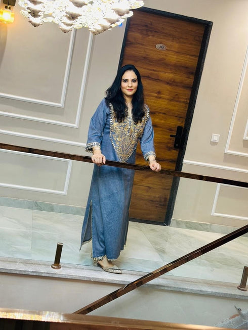 Denim Gold Kaftan Dress